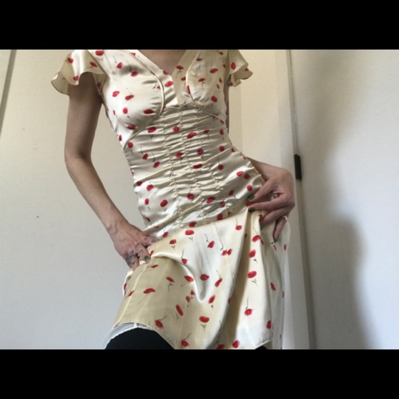 Moda International Vintage Silk Ivory/Floral Dress - Picture 6 of 16